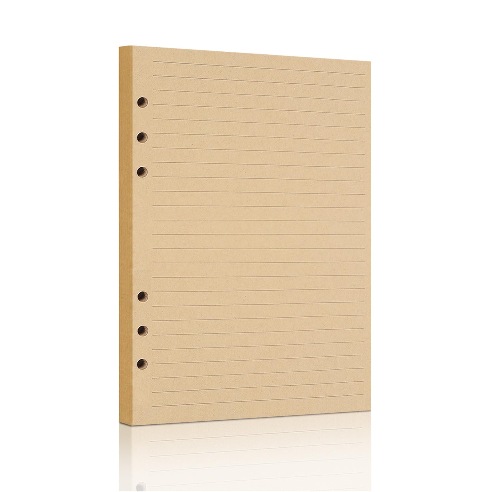 A5 Lined Vintage Kraft Paper, Vintage Flipchart Binder Refill Paper,for 6-Ring Binders Planner Traveller Journal Notebook Dairy, 80 Sheets (160 Pages) (Kraft Lined, A5)