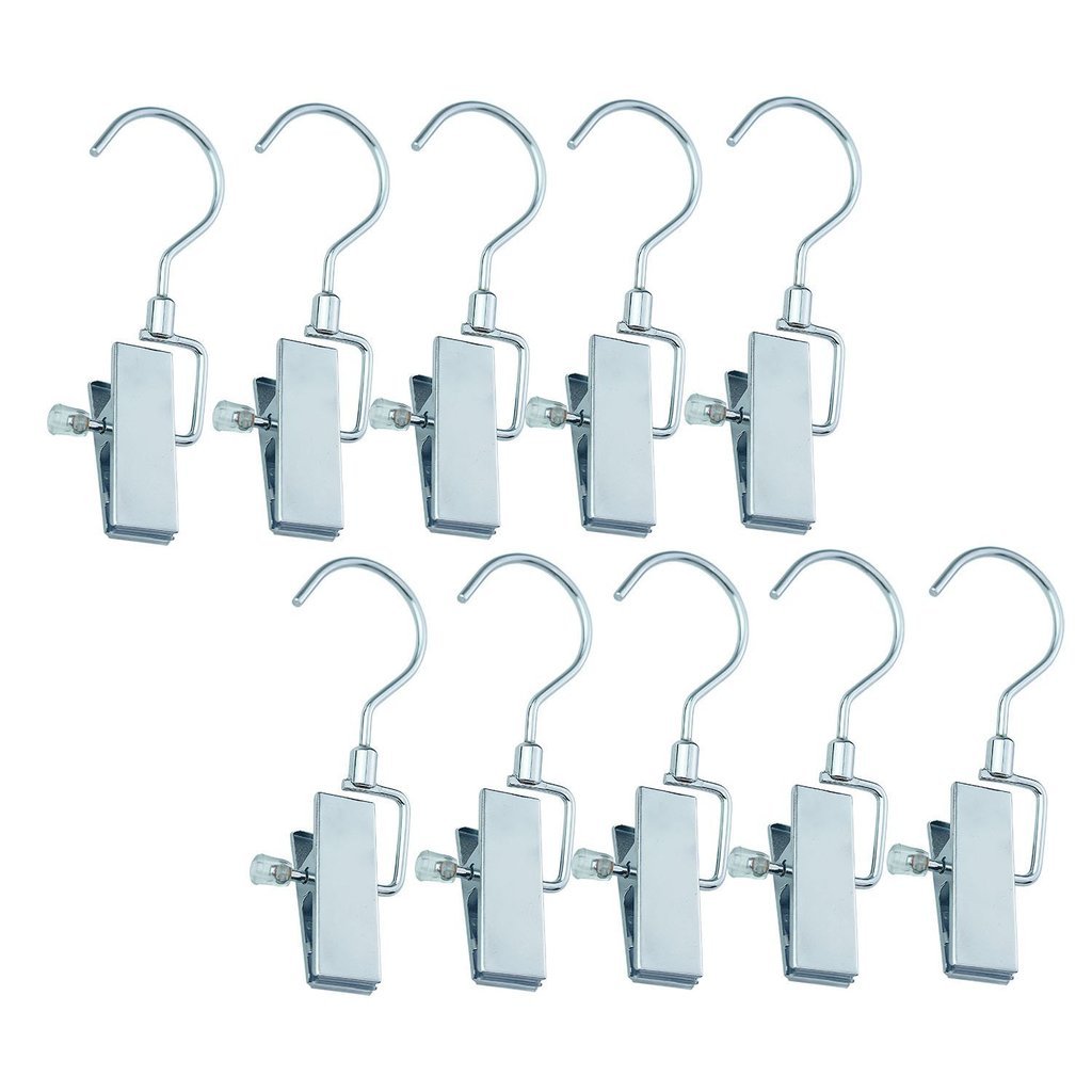 TANDI PACK OF 10 Metal Clip Integrated with Hooks For Dry Hanging Organizer of Boots Shoes Bed Sheets Closet Laundry Room