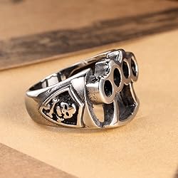 Silver Biker Ring 316L Stainless Steel Boxing