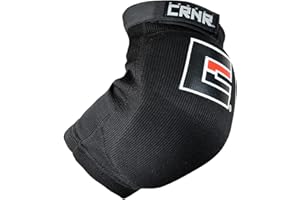 Combat Corner Muay Thai Elbow Pads for MMA, Boxing, Kickboxing, Martial Arts (Black, Small/Medium)