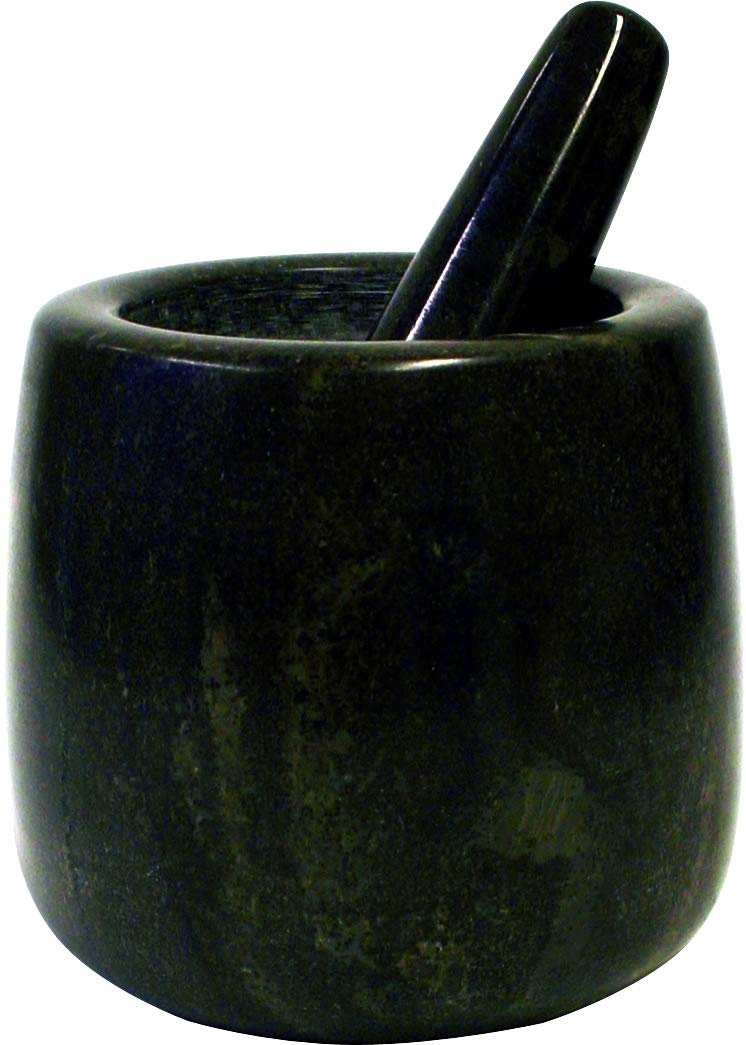 JADE TEMPLE Stone Mortar with Pestle, Granite, Grey, Granite, grey, 11 x 12 cm