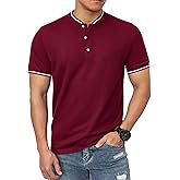 OYOZONE Men's Polo Shirts Casual Short Sleeve Cotton Pique Polo T Shirts Classic Collarless Golf Shirts for Men