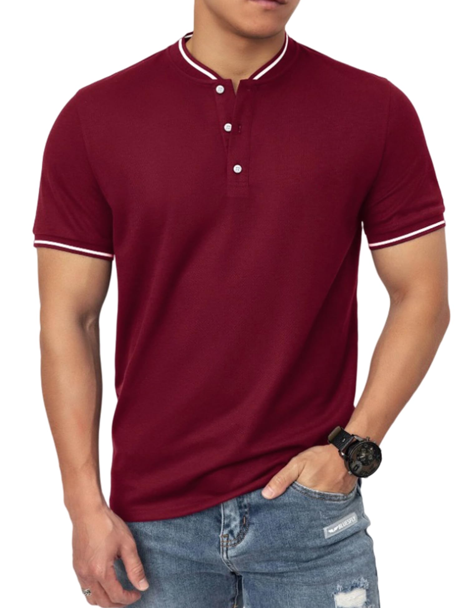 Men Cotton Polo Shirt Men's Short Sleeve Solid