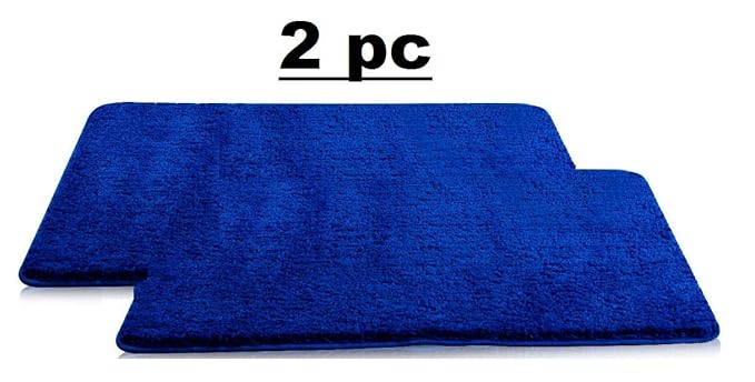 Lukzer 2 PC Microfiber Bath Mat Soft Door Mat Blue 60 cm x 40 cm