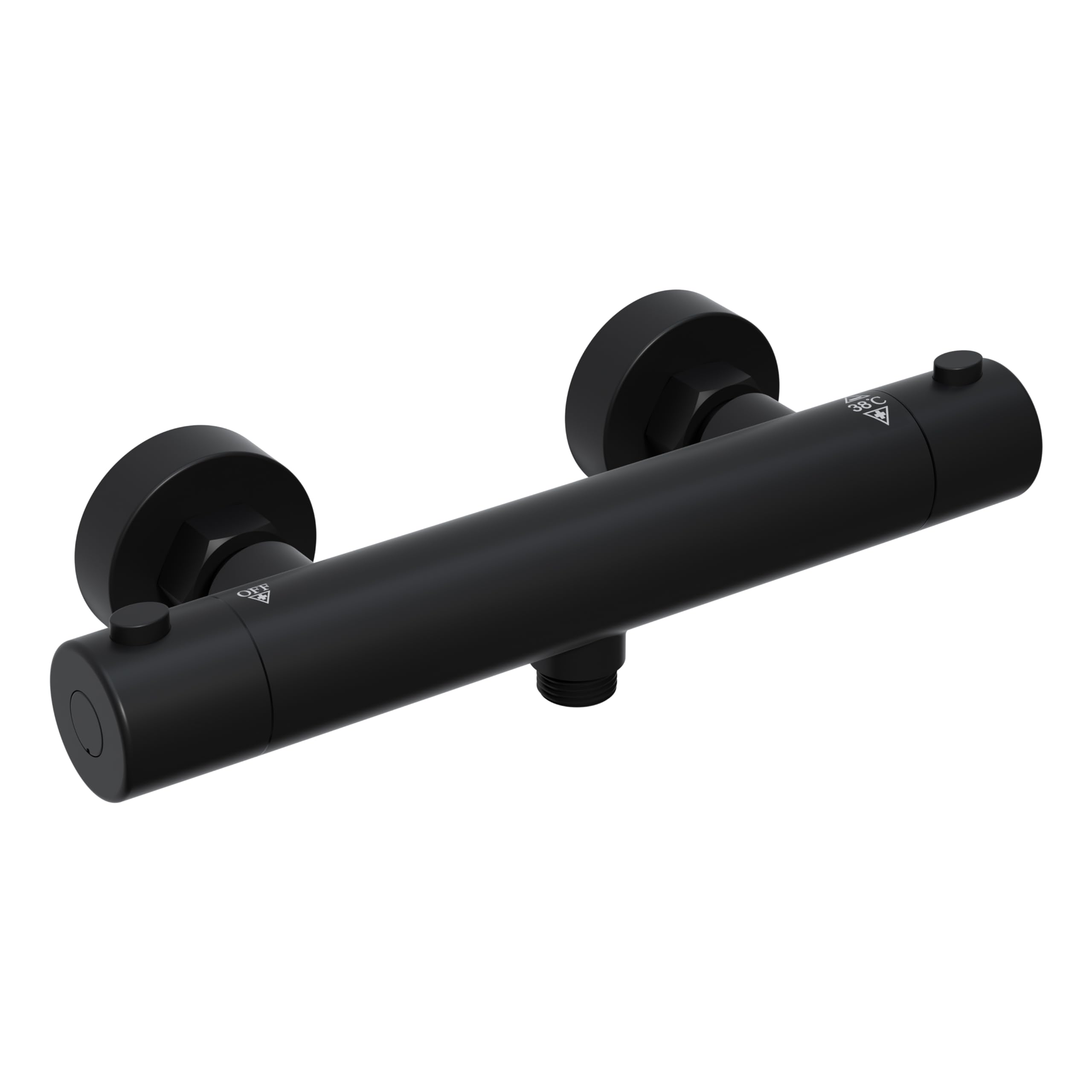 Görbach Thermostatic Shower Mixer, Bath Tap G 1/2" Connection, Shower Tap with Intelligent Constant Temperature Button, Matte Black