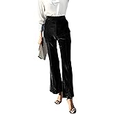 SEMATOMALA Women's Velvet Flare Work Pants High Waisted Dressy Office Elegant Business Casual Pull On Trousers