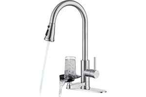 COXOVAY Pull Down Kitchen Faucet with Glass Rinser Single Handle Kitchen Sink Faucet with Pull Out Sprayer, Glass Rinser Fauc