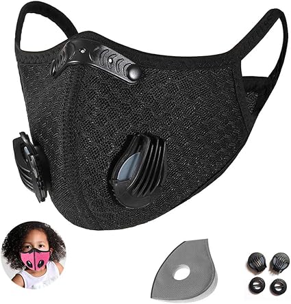 Amazon Com Pipidream Reusable Kids Sports Mask Exhalation Valve Outdoor Face Mask Washable Dustproof Children Mask Washable Ear Loop Mask For Girls Boy Mouth Cover Black Sports Outdoors
