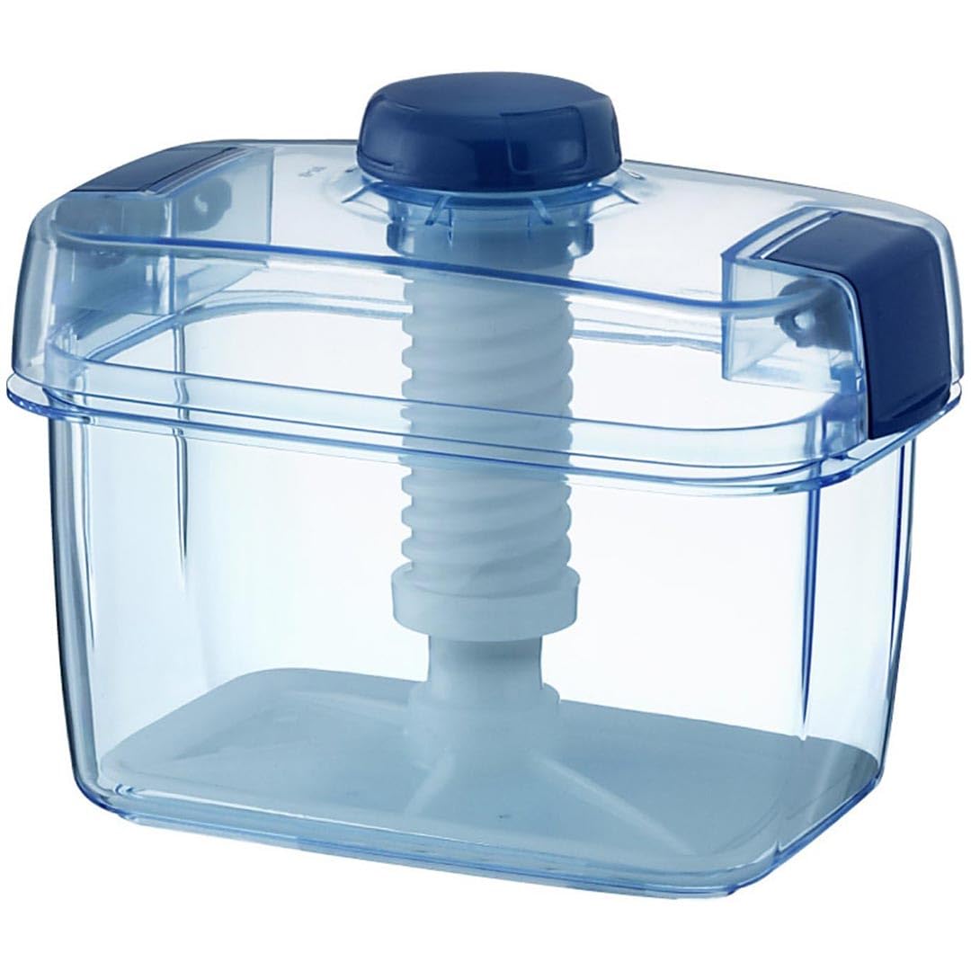 Instant Pickle Maker Vegetable Press Tsukemono Container Rectangle Made in Japan BPA Free (Blue 2.2L)