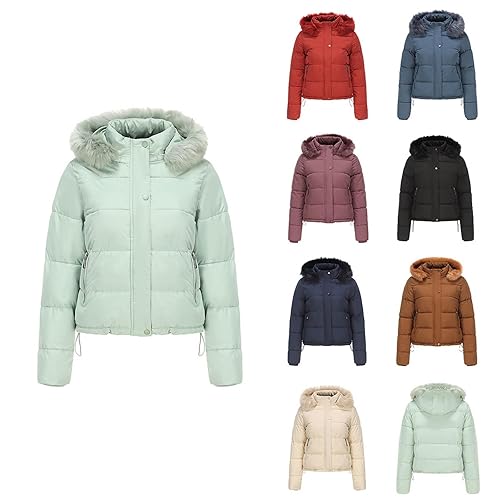 Winter Jackets For Women Uk Detachable Hood Womens Parka Coat Waterproof Casual Long Sleeve Quilted Jacket With Hood Padded Thick Puffer Coats With Pockets Winter Warm Down Jacket Hiking Outerwear