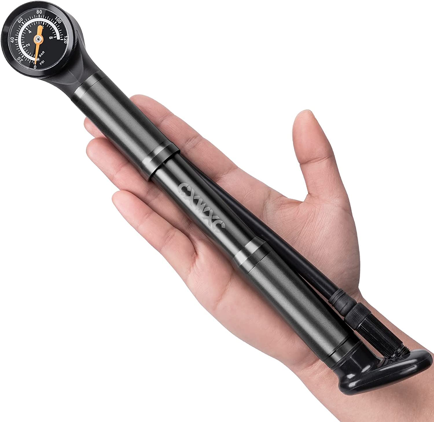 CXWXC Bicycle Pump, 120 PSI High Pressure, with Pressure Gauge, for Presta and Schrader Valves