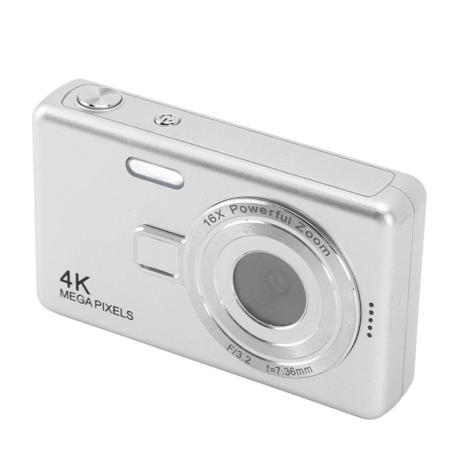 Point and Shoot Digital Cameras, 12MP 1080P Camera with 16X Zoom Auto Focus, Compact Small Vlogging Camera for Beginner, Students (Silver)