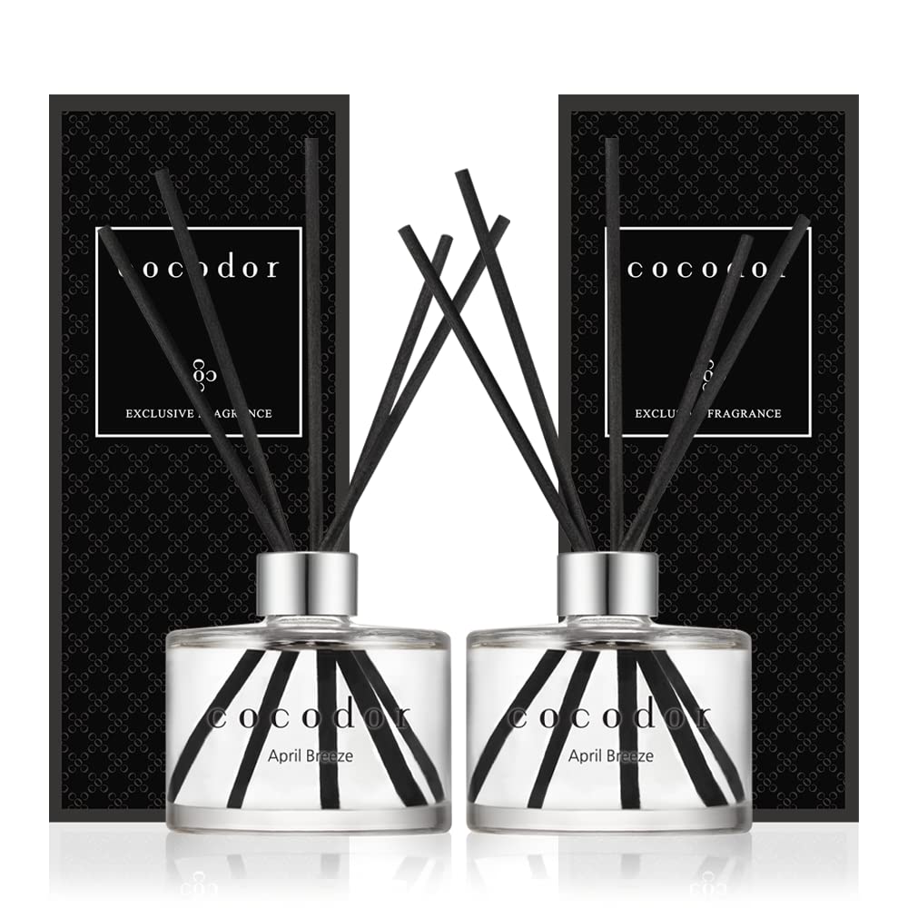 Cocod'or [COCODOR/April Breeze] Signature Reed diffusers Oil with a Set of 5 Fiber Sticks, 200ml*2Packs, Best for Home, Kitchen, Bathroom. A Wide Variety of scents for Aromatherapy, Good for Gifts.