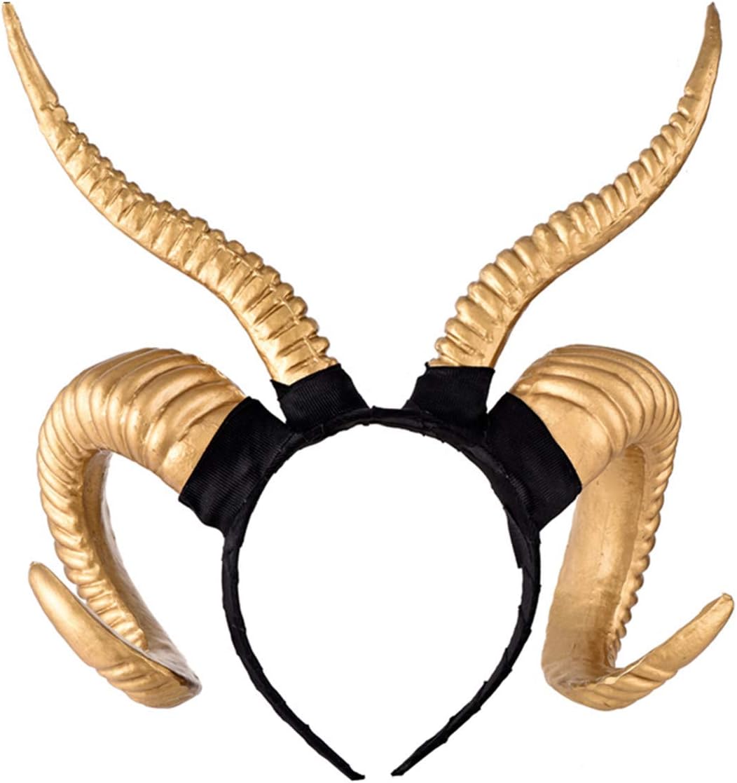 Qhome Gothic Antelope Sheep Horn Hoop Headband Forest Animal Photography Original Manual Aries Exhibition Cosplay Photo Props Deluxe Costume Horns (Black): Clothing
