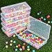 SATINIOR Pack of 12 Clear Plastic Bead Storage Containers with Hinged Lids for Beads and More (12.8 x 6.1 x 2.45 x 2.9 inches)