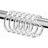 Kutesna 12 PCS Clear Plastic Shower Curtain Rings, Easy Snap Closure Shower Curtain Hooks