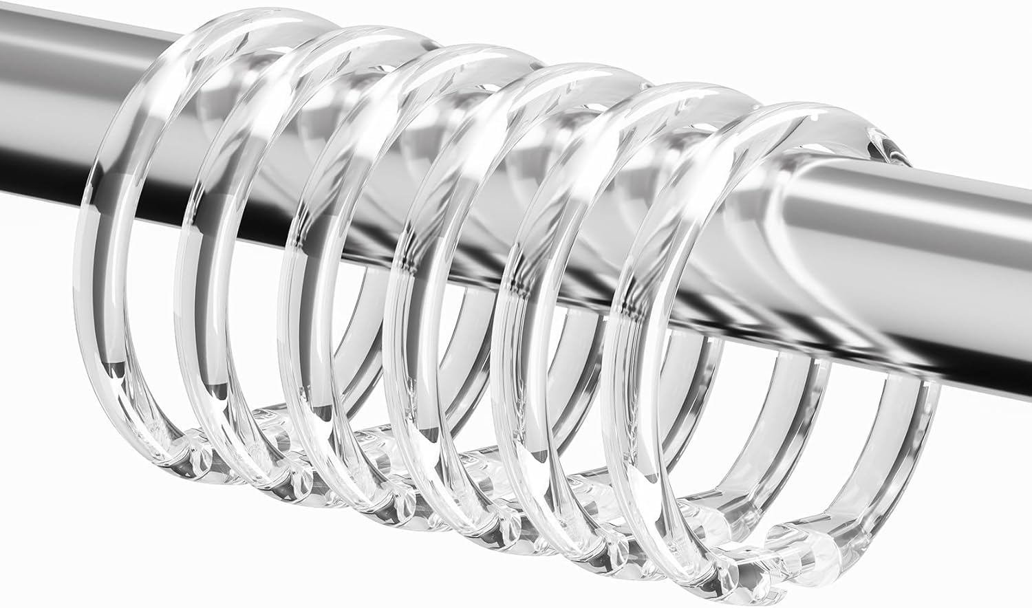 Photo 1 of Kutesna 12 PCS Clear Plastic Shower Curtain Rings, Easy Snap Closure Shower Curtain Hooks