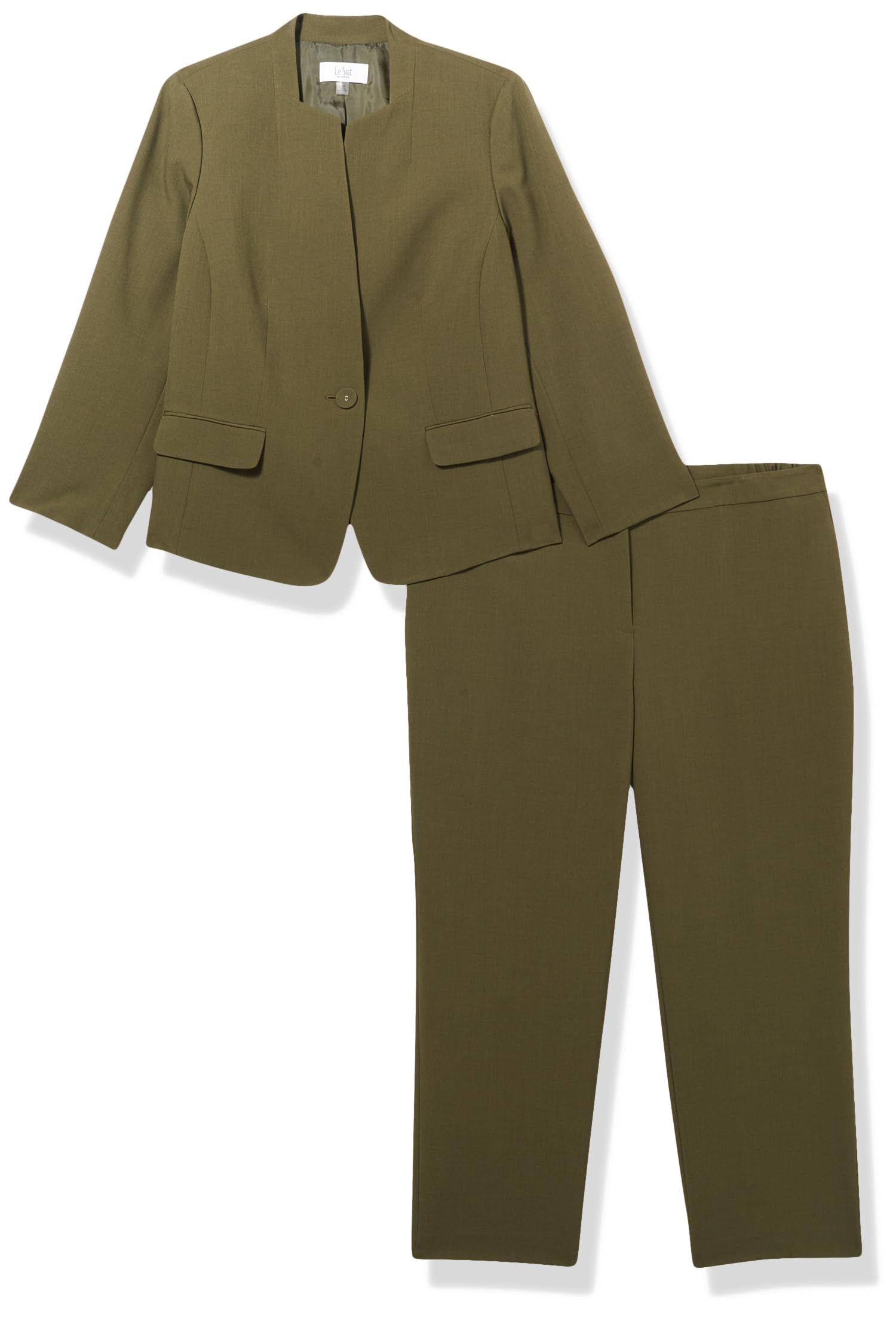 Le Suit Women’s Petite Jacket/Pant Suit, Hunter