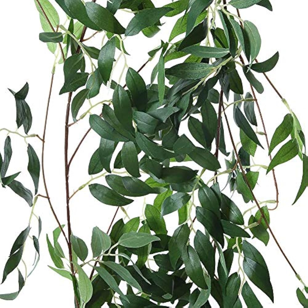  Artificial Greenery Garland Faux Silk Willow Leaves Vines Wreath