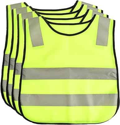 Conjunto de Colete de Segurança Refletor, Colete de Alta Visibilidade, Colete de Alta Visibilidade, Colete de Segurança Amarelo fluorescente para Corrida ao Ar Livre (4 Peças, Crianças)