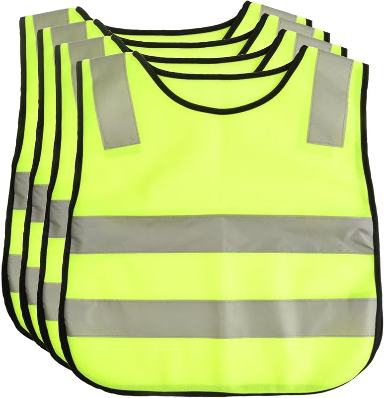 Conjunto de Colete de Segurança Refletor, Colete de Alta Visibilidade, Colete de Alta Visibilidade, Colete de Segurança Amarelo fluorescente para Corrida ao Ar Livre (4 Peças, Crianças)