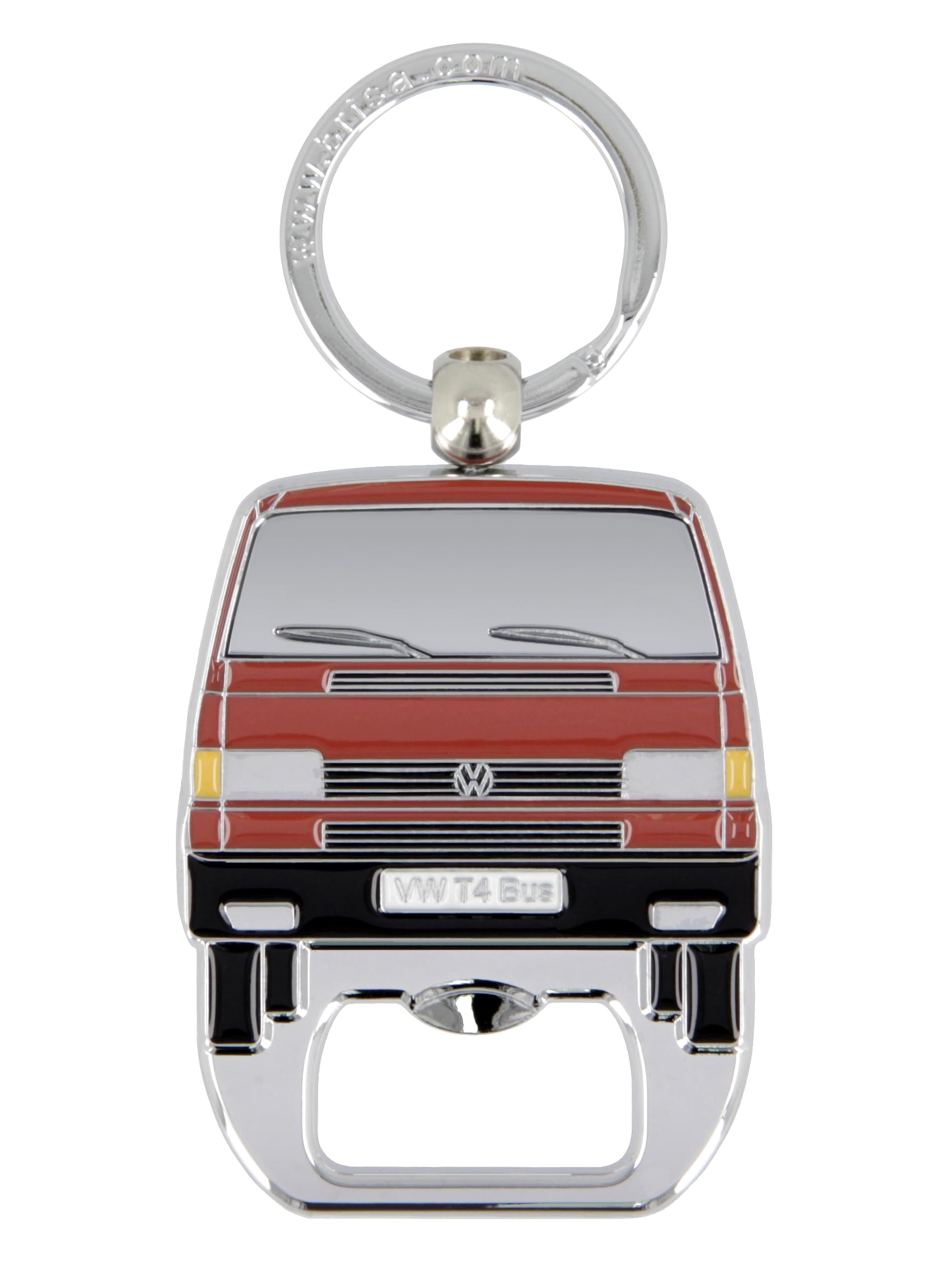 BRISA VW Collection - Volkswagen Keychain Ring Keychain Accessory Keyholder with Bottle Opener in T4 Bus Campervan Design (Red)