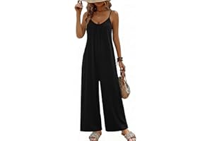 Ekouaer Wide Leg Jumpsuits for Women Casual Overalls Sleeveless Vacation Outfits One Piece Boho Printed Romper with Pocket