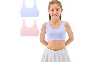 Sascina Girls First Bra 7-12 Seamless Training Bras for Girls Sports Bras Stretchy Comfortable- No Pads, Chest Double Lined