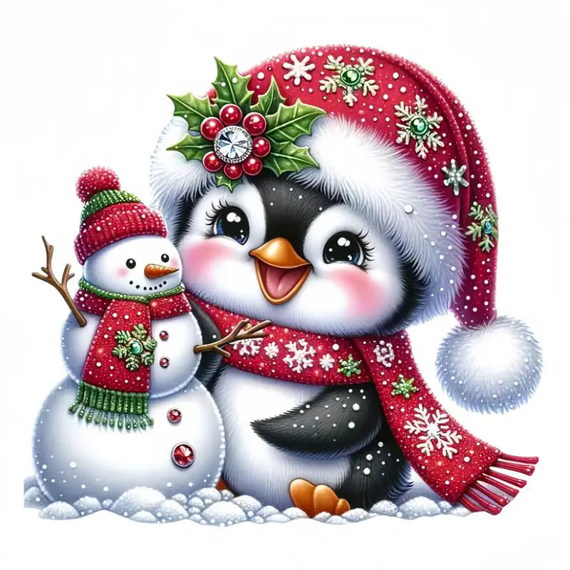 Christmas Penguin Snowman PVC Vinyl Car Decals Stickers Waterproof Self-Adhesive Decals for Cars, Laptops, Trucks, Motorcycles Wall Window Luggage Scratch Cover Door Decor Sticker