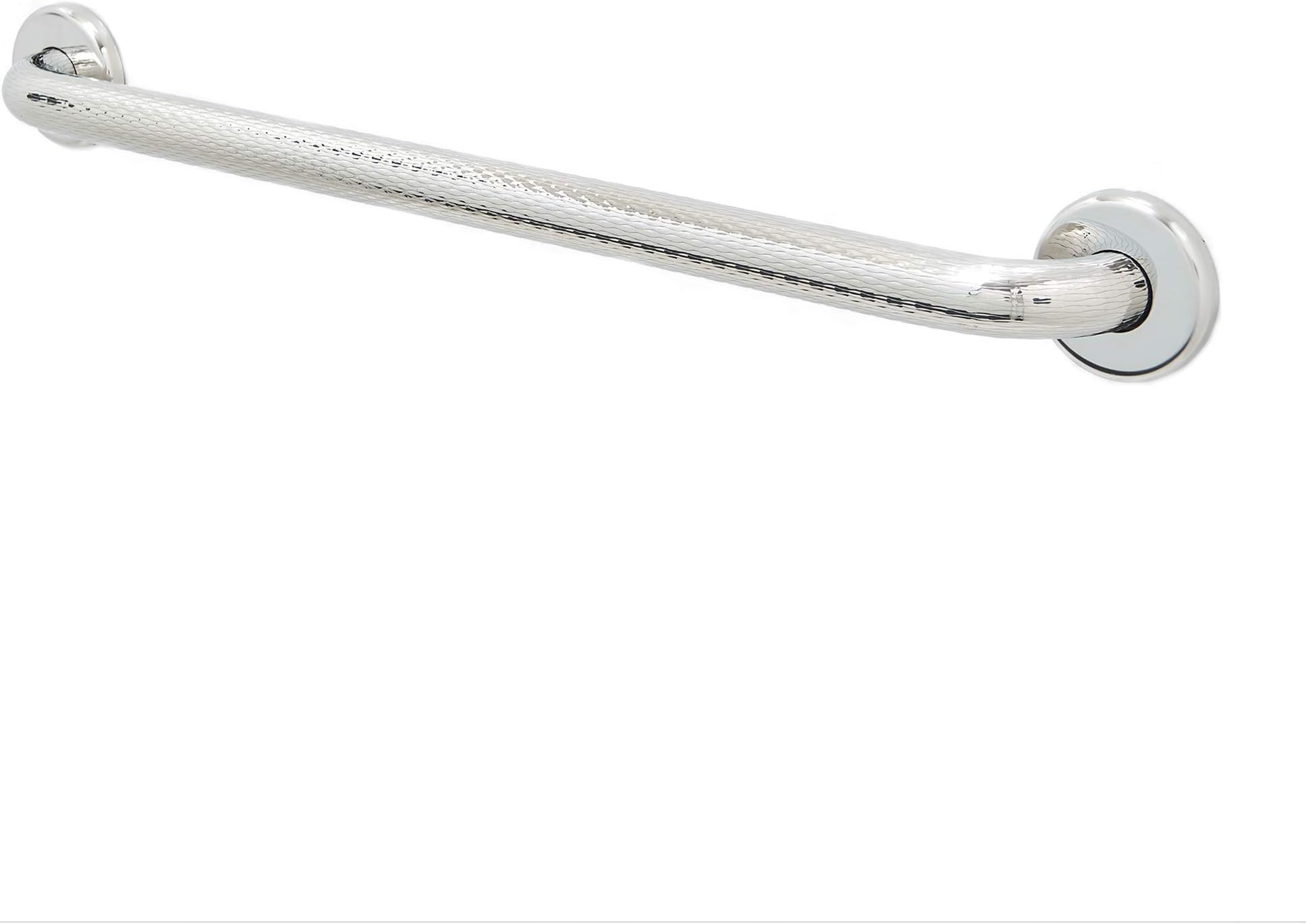 GBS Straight Grab Bar with Knurled Grip - Polished Chrome/Safety Mobility Aid/Home and Bath/Balance, Support and Slip Prevention Bathware/Durable Stainless Steel/Concealed Mount Flange/32 Inch
