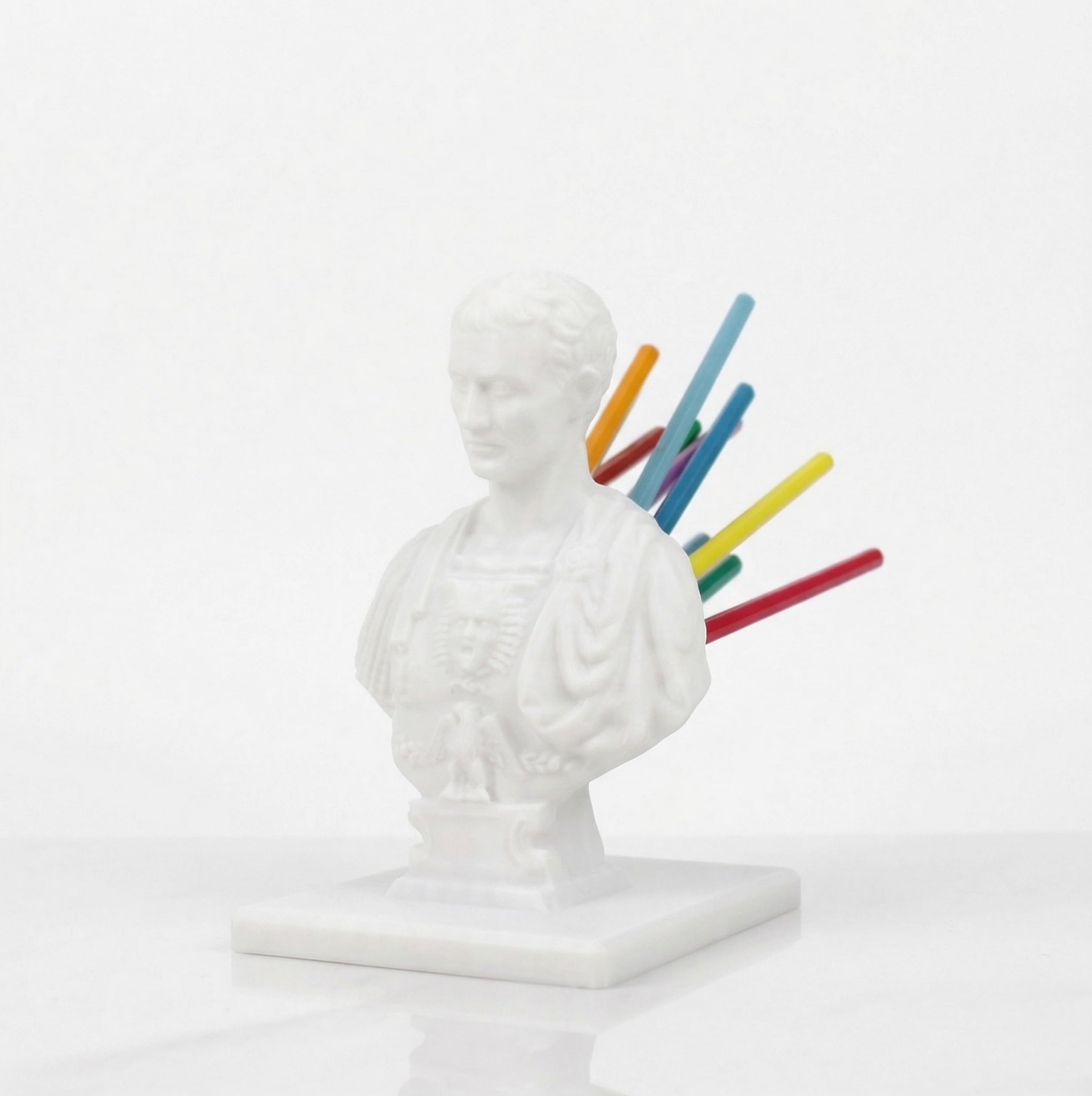 Naturalspring Julius Caesar Pen Holder | Bust Statue Pen Holder | Creative Caesar Desk Pen Holder | Stationery Accessories | White, JC110