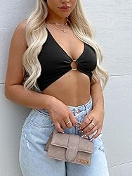 AEVZIV Sexy Crop Tops for Women Sleeveless Deep V