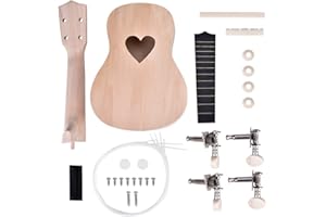 Ukulele DIY Kit Set,21 Inch 4 String Basswood Mahogany Ukulele Kit For Beginners with Unique Design Pattern (Heart)