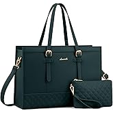 LOVEVOOK Laptop Bag for Women,15.6 inch Laptop Tote Bag Waterproof PU Leather Computer Bag Work Bags for Business Office, Large Capacity Laptop Purse Professional Work Tote Black