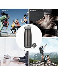 Botella de agua BoTTLED JOY para proteínas, botella de deporte con mosquetón, botella para amantes de la bebida, botella para afeitadora con mezclas de proteínas, botella para batir proteínas con bola para agitar 800 ml, negro