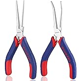 WORKPRO 2-Piece 6" Mini Needle Nose Pliers Set(Smooth Jaw), Long Nose Pliers, Bent Nose Pliers with Comfort Grip Handles, Jewelry Plier For Wire Wrapping, Handmade Craft, Jewelry Making, 6" 2PCS