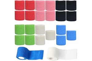 Thiravynne Self Adhesive Bandage Wrap 24 Rolls 2” X 5 Yards cohesive Elastic Sports Tape for Wrist Ankle Hockey Soccer Vet Pr