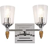 Lucas McKearn Vetiver 2-Light Gold Acorn-Shaped Bath Vanity Light in Chrome