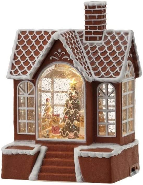 Snow Globes - Regency International Gingerbread House Water Globe, 9 inches, Multi-Color, USB or Battery Operated with Timer, Led Lights