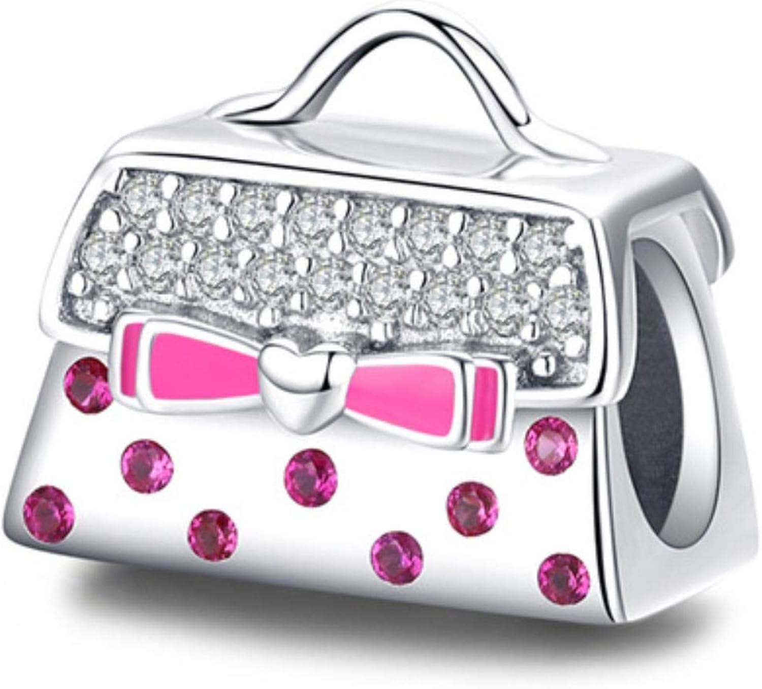 Charm 925 Sterling Silver Suitcase Luggage Blue Beads Fit Original