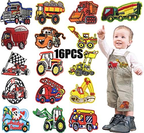 Iron on Baby Patches/Kids Truck Car Embroidered Patches-DIY Sew on Cartoon Construction Iron on Boy Girl Clothing Patches/Jackets, Jeans,Backpack,Schoolbag Patch