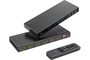 4K 60Hz HDMI Matrix 4x2, PORTTA 4 in 2 Out Switch Splitter with Toslink 3.5mm Audio Extractor, ARC, 16 EDID Modes, 4K Downscale, and IR Remote Support HDMI 2.0b HDCP 2.3/2.2 HDR 3D