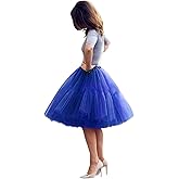 Tulle Skirt,Women's Midi Tulle Tutu Skirt Fluffy Princess Five Layers A line Party Prom Underskirt