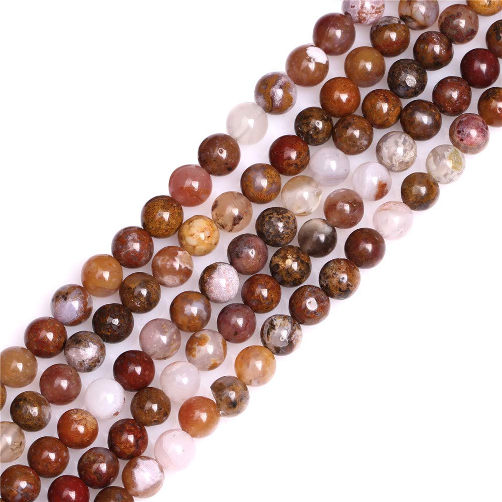 GEM-Inside AA Grade Natural 6mm Brown Aqua Nueva Agate Round Gemstone Semi Precious Loose Beads for Jewellery Making 15''