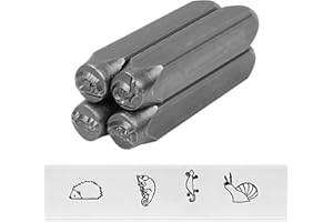 BESTNULE 4pcs Metal Design Stamps Punch Stamping Tool, Hard Carbon Steel Tools to Stamp or Punch Metal, Jewelry, Clay, Leather, Wood (Forest Animals 2)