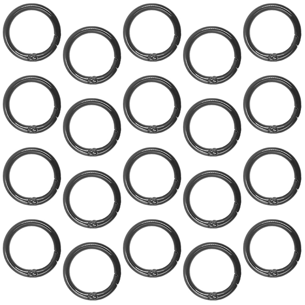 DLAND 20 Pieces of Spring Door O-Shaped Buckle Hook Buckle Carabiner for Keychains, Wallets, Zinc Alloy DIY Accessories (Gun Black)