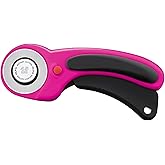 OLFA 45mm Ergonomic Rotary Cutter (RTY-2DX/MAG) - Endurance Blade, Magenta | 45mm rotary cutter, Endurance tungsten-steel blade, dual-action safety lock, squeeze grip - Quilters and Crafters