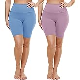 TNNZEET 2 Pack Plus Size Biker Shorts for Women - 8" Black High Waisted Tummy Control Spandex Workout Shorts (XL-4XL)