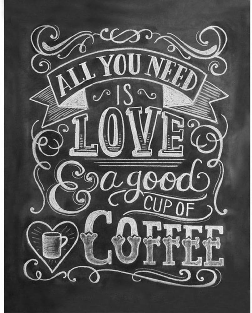 Diamond Painting Kits for Adults, Kids. Home Decoration, Room Office Love & Coffee 11.8x15.7Inches