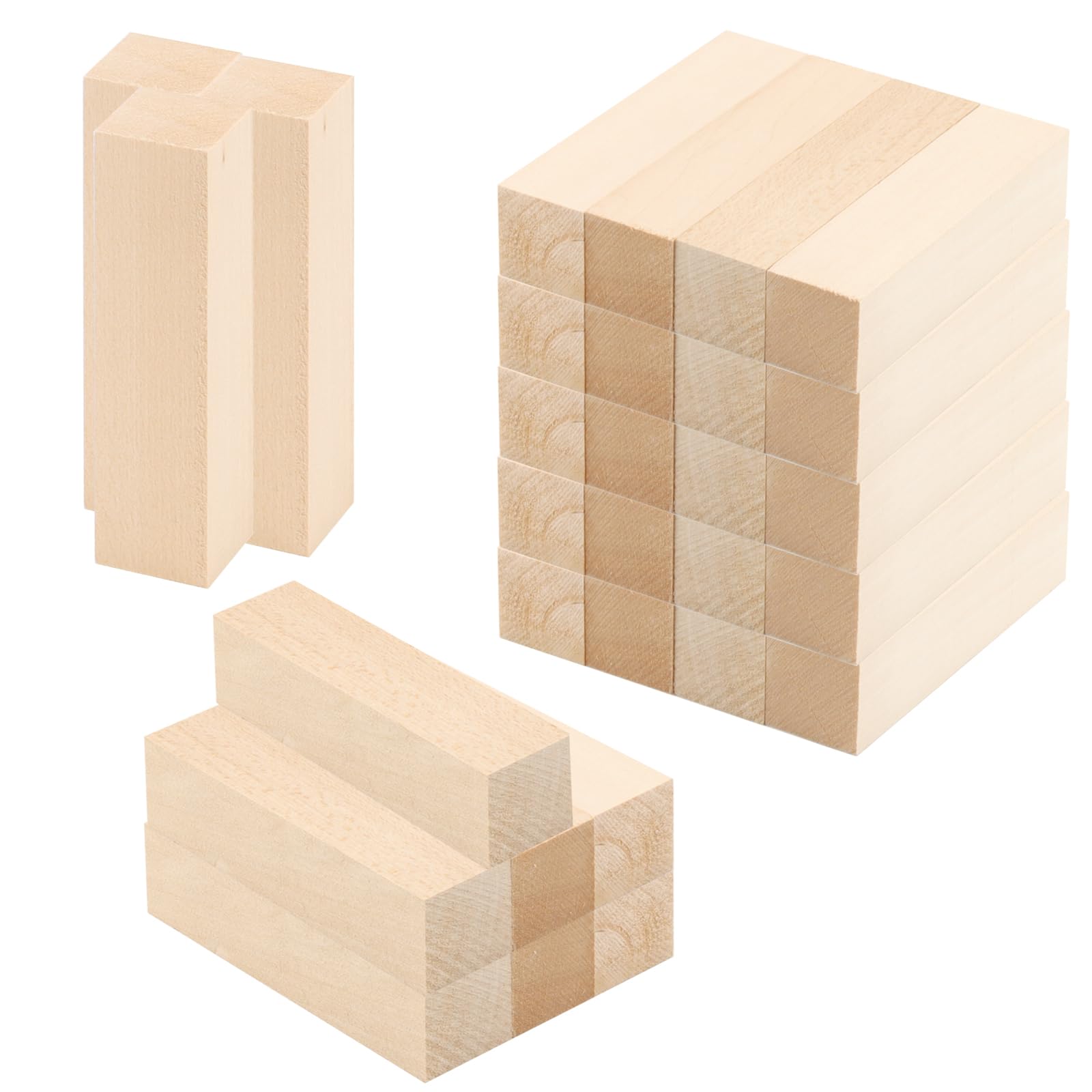 ZEONHAK 30 PCS 4x1x1 Inch Basswood Carving Blocks, 10x2.5x2.5cm Unfinished Wood Blocks, Wooden Block for Whittling Wood DIY